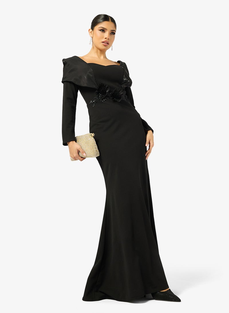 Iyra Full Sleeve Floral Detail Dress - Image 4